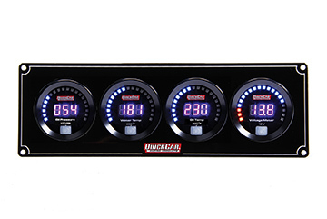 QuickCar 67-4027 Gauge Panel Assembly, Digital, Oil Pressure / Water Temperature / Oil Temperature / Voltmeter, Black Face, Kit