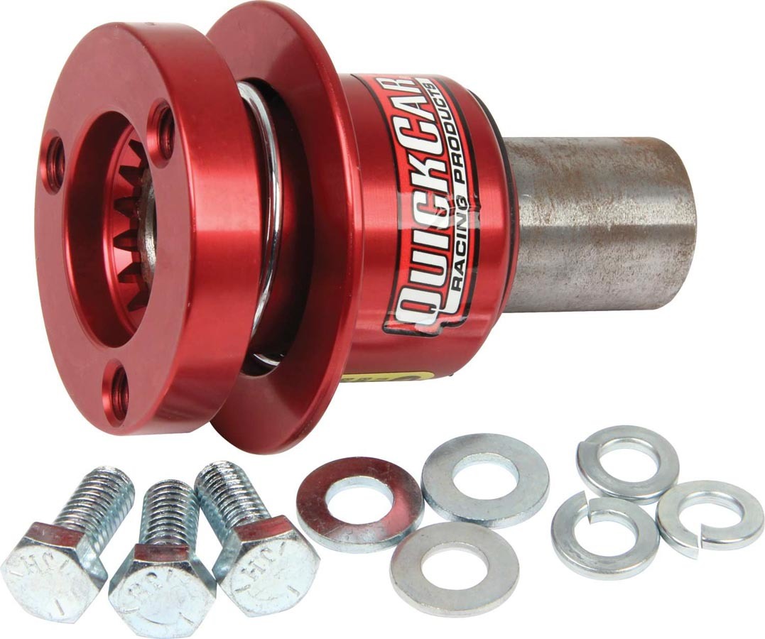 QuickCar 68-015 Steering Wheel Quick Release, 360 Degree Release, Fine Spline, Aluminum, Red Anodized, 3/4 in Shaft, Kit