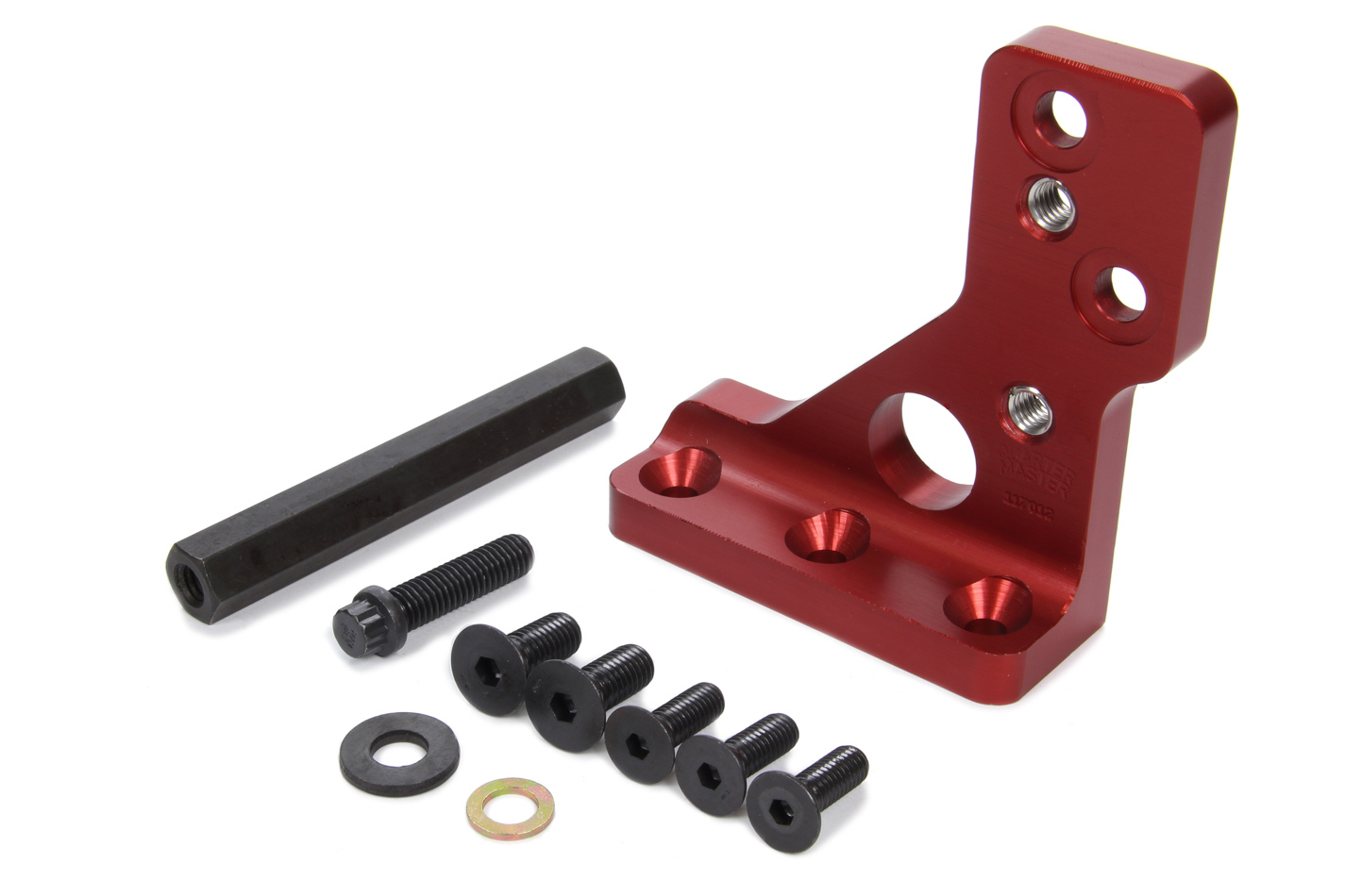 Quarter Master 117612 Oil Pump Bracket, Bellhousing Top Mount, Hardware Included, Aluminum, Red Anodized, SCP Oil Pump, Kit