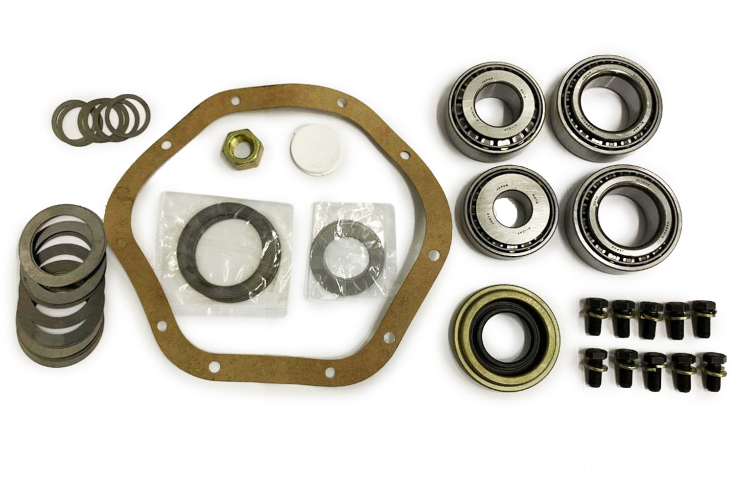 Ratech 322K Differential Installation Kit, Complete, Bearings / Crush Sleeve / Gaskets / Hardware / Seals / Shims / Marking Compound, Dana 44, Kit
