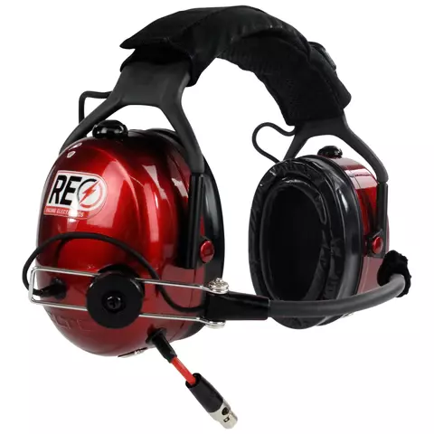 Racing Electronics PT006-2-SP Headset, Spotter Deluxe, Noise Canceling, Push to Talk Switch, Plastic, Red, Each