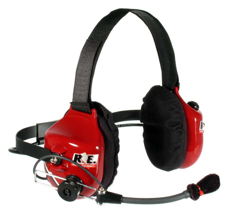 Racing Electronics RT006 Headset, Platinum Racer, 25db Noise Canceling, Push to Talk Switch, Plastic, Red, Each