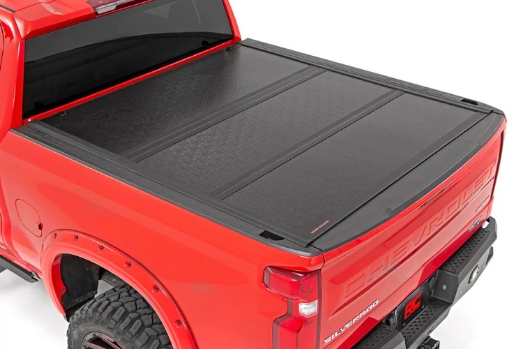 Tonneau Cover - Folding - Clamp-On - Aluminum - Black - 5 ft 8 in Bed - GM Fullsize Truck 2019-22 - Kit