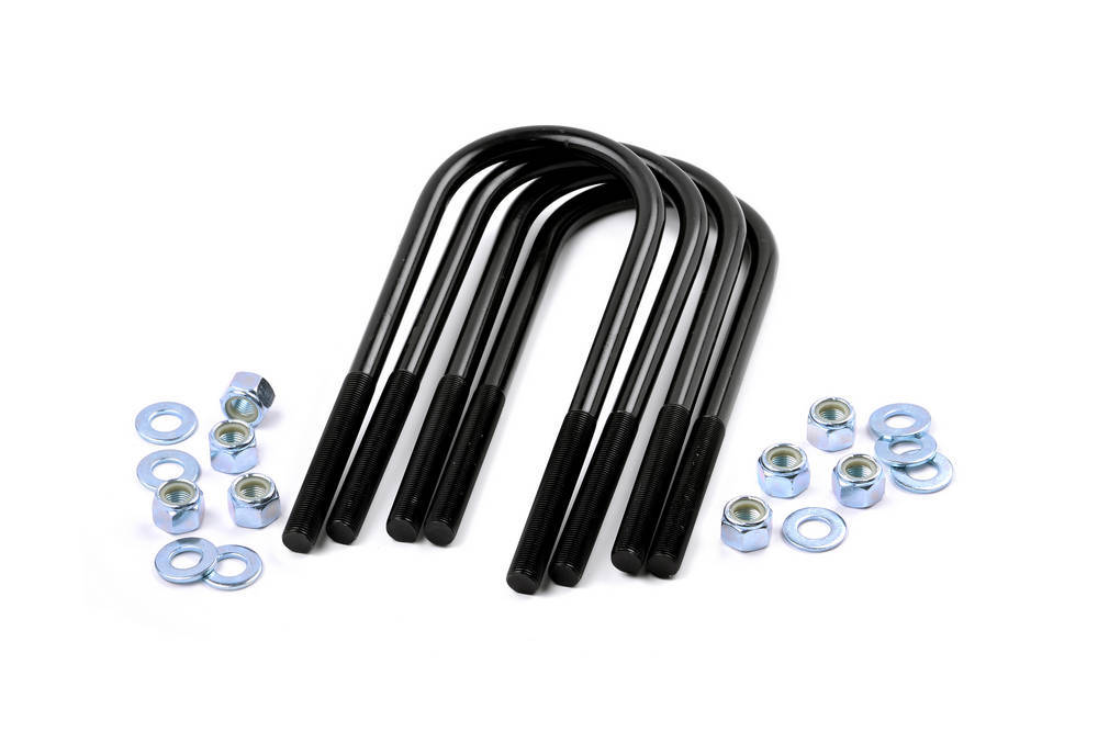 Axle U-Bolt - 3.5 in ID - 10.5 in Length - 5/8-18 in Right Hand Thread - Steel - Black Paint - Universal - Set of 4
