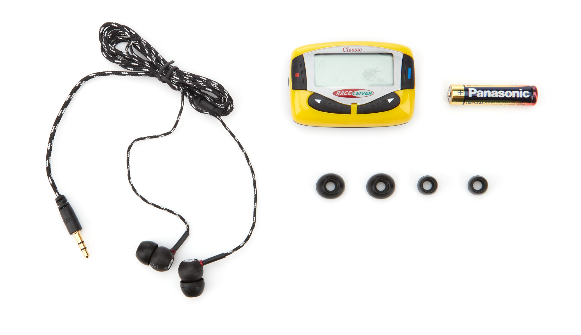 Raceceiver CFUS16REP Radio Receiver, Classic Fusion Plus, LCD Screen, Rookie Headphones / Holster Included, Plastic, Yellow, Each