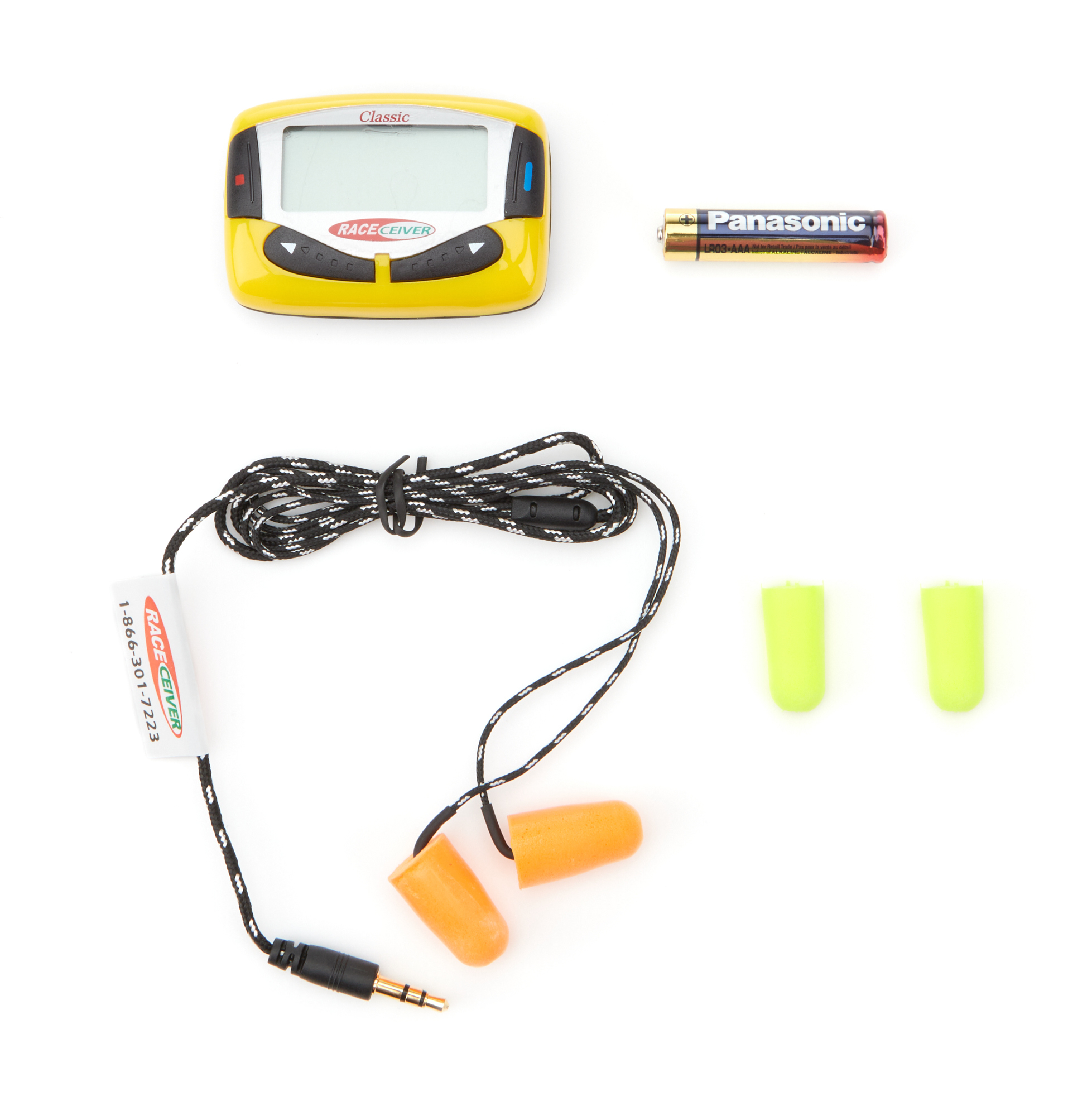 Raceceiver CFUS16SPK Radio Receiver, Classic Fusion Plus, LCD Screen, Semi-Pro Headphones / Holster Included, Plastic, Yellow, Each