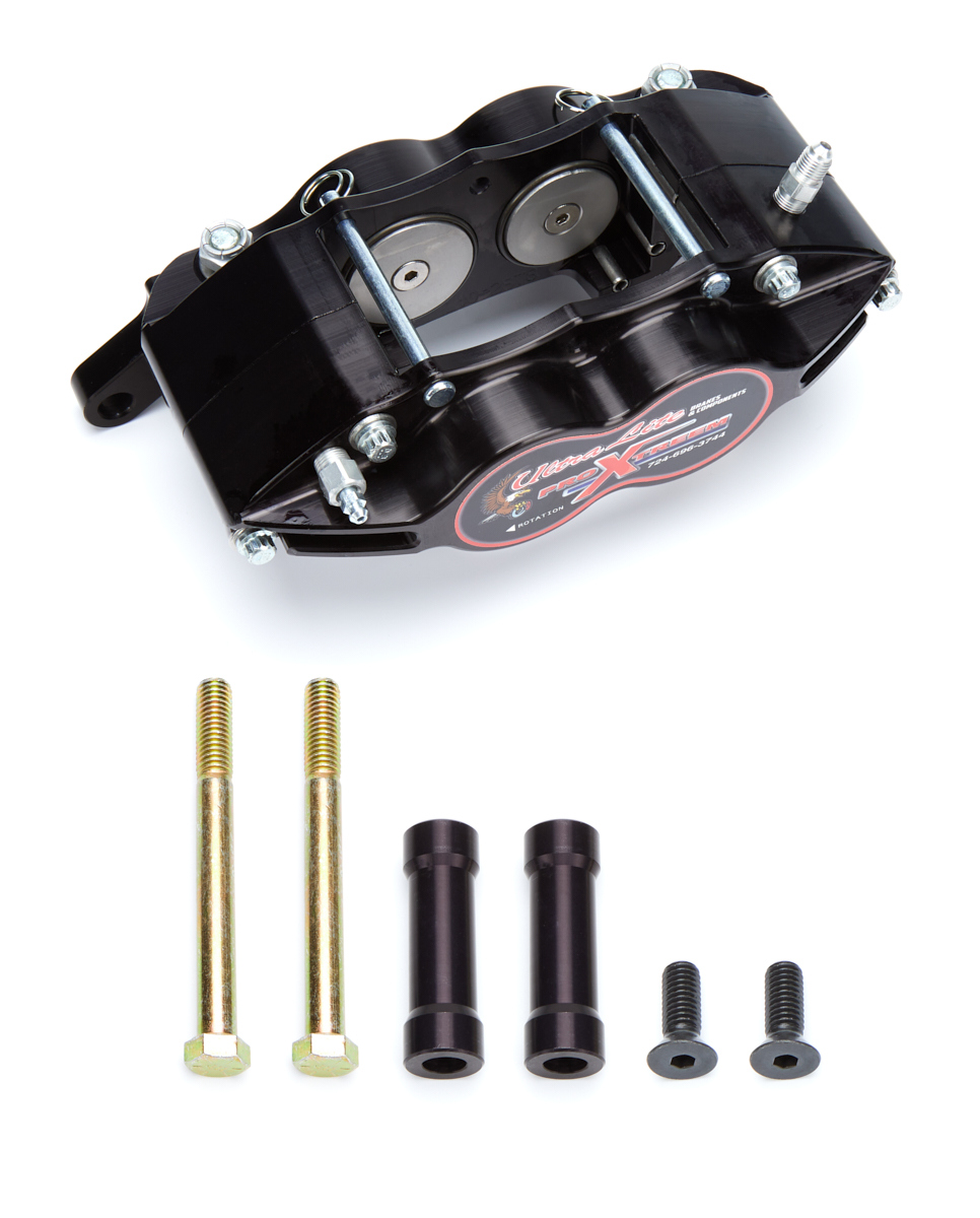 Ultra Lite Brakes 140-2878 Brake Caliper, Pro-Xtreem, 4 Piston, Aluminum, Black Anodized, 12.000 in OD x 0.810 in Thick Rotor, 3.50 in Solid Mount, Each