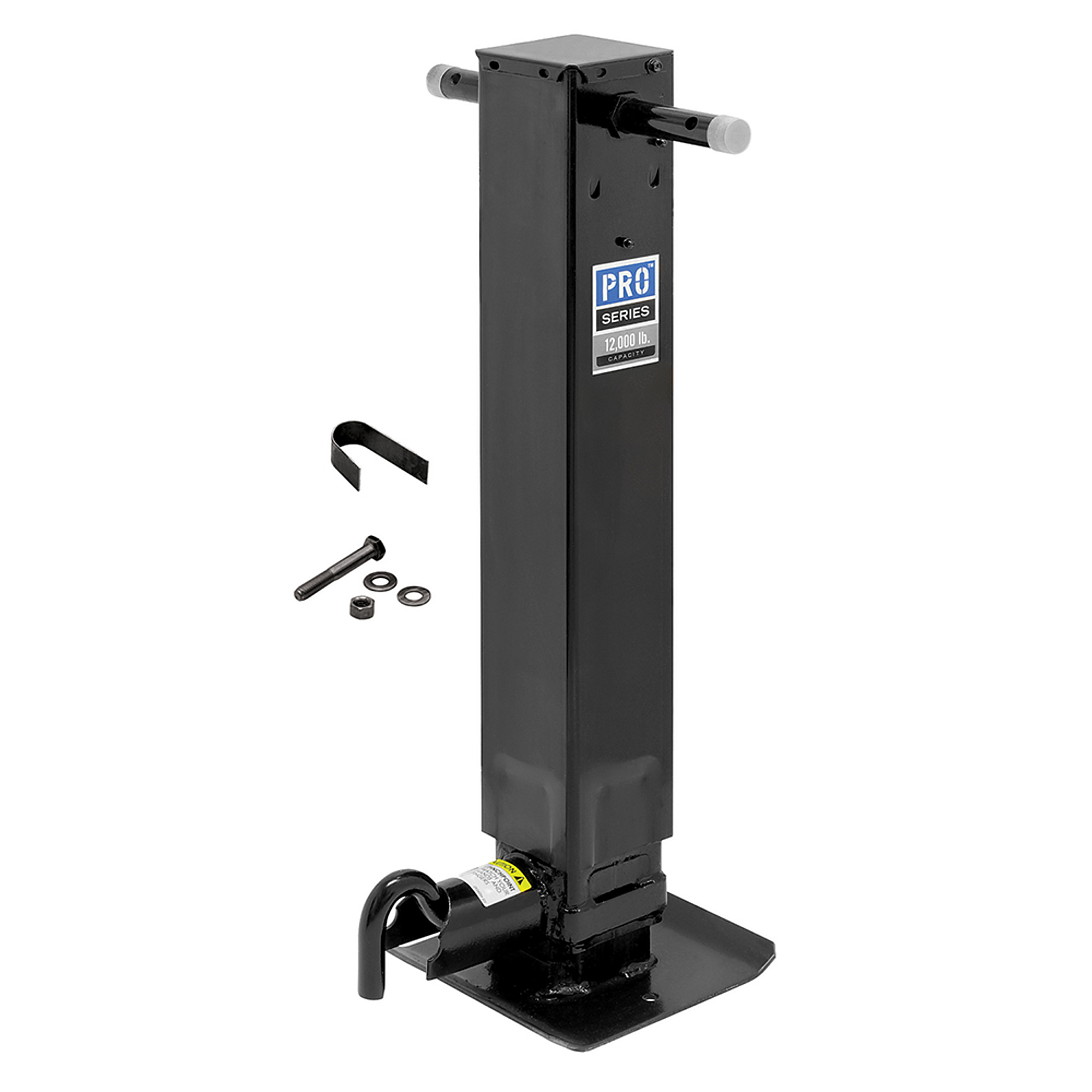 Trailer Jack - Pro Series - Manual - Weld-On - 12-1/2 in Travel - 12,000 lb Capacity - Steel - Black Powder Coat - Each