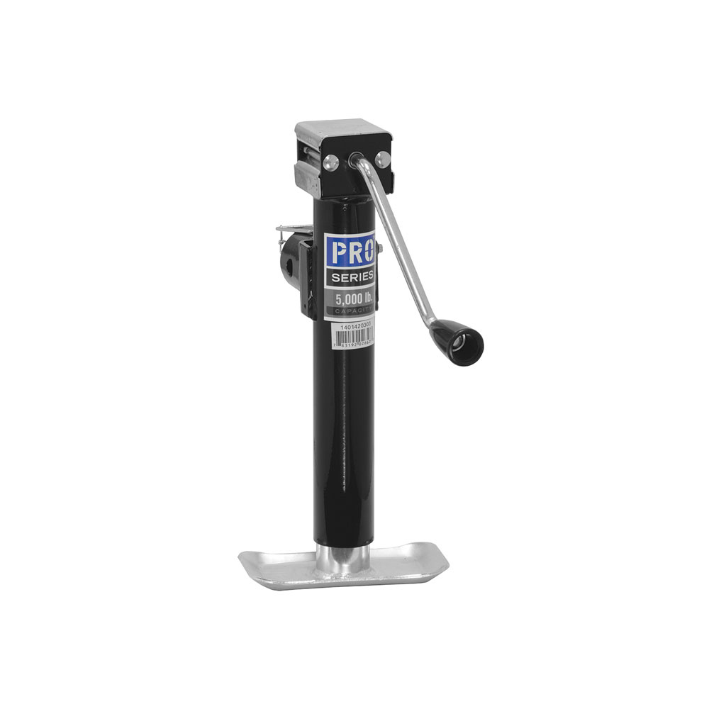 Trailer Jack - Pro Series - Manual - Sidewind - 10 in Travel - 5000 lb Capacity - Steel - Black Paint - Each