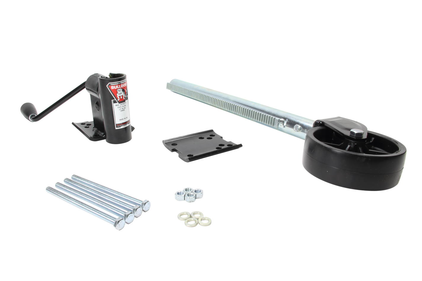 Trailer Jack - Bulldog - 169R - Manual - Caster - 16 in Of Travel - 750 lb Capacity - Mounting Bracket Included - Steel - Black Paint - Each
