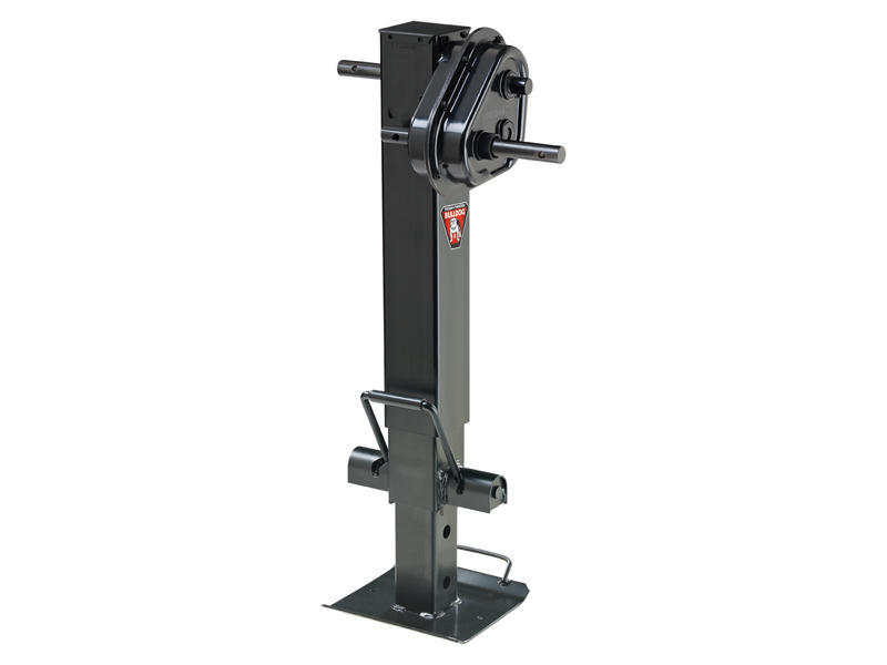 Trailer Jack - Bulldog Twin Cam HD - Manual - Sidewind - 12-1/2 in of Travel - 13-1/2 in Drop Leg Extension - 25000 lb Capacity - Crank Required - Steel - Black Powder Coat - Each