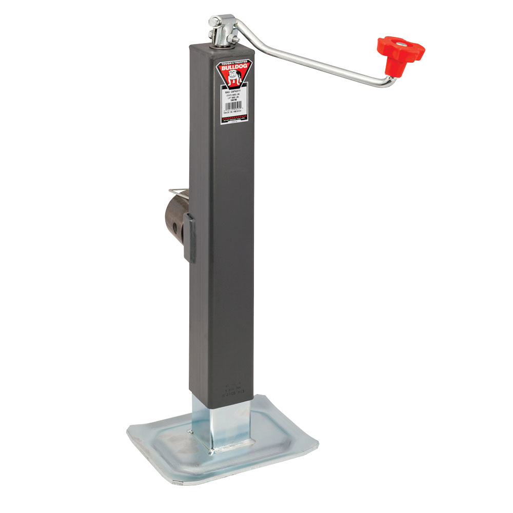 Trailer Jack - Bulldog - Manual - Topwind - 15 in Travel - 8000 lb Capacity - Steel - Gray Paint - Each