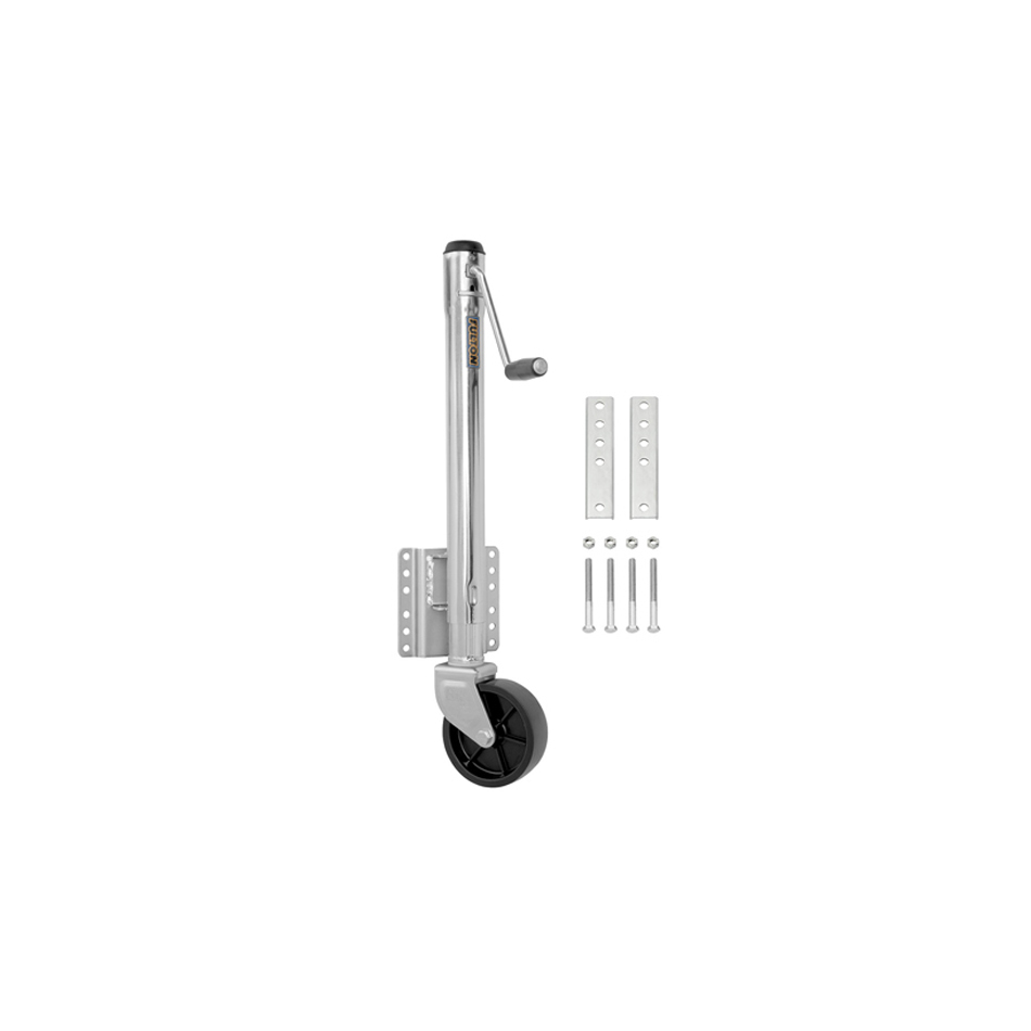 Trailer Jack - Fixed Mount - Manual - Sidewind - 15 in Of Travel - 1200 lb Capacity - Steel - Zinc Plated - Each