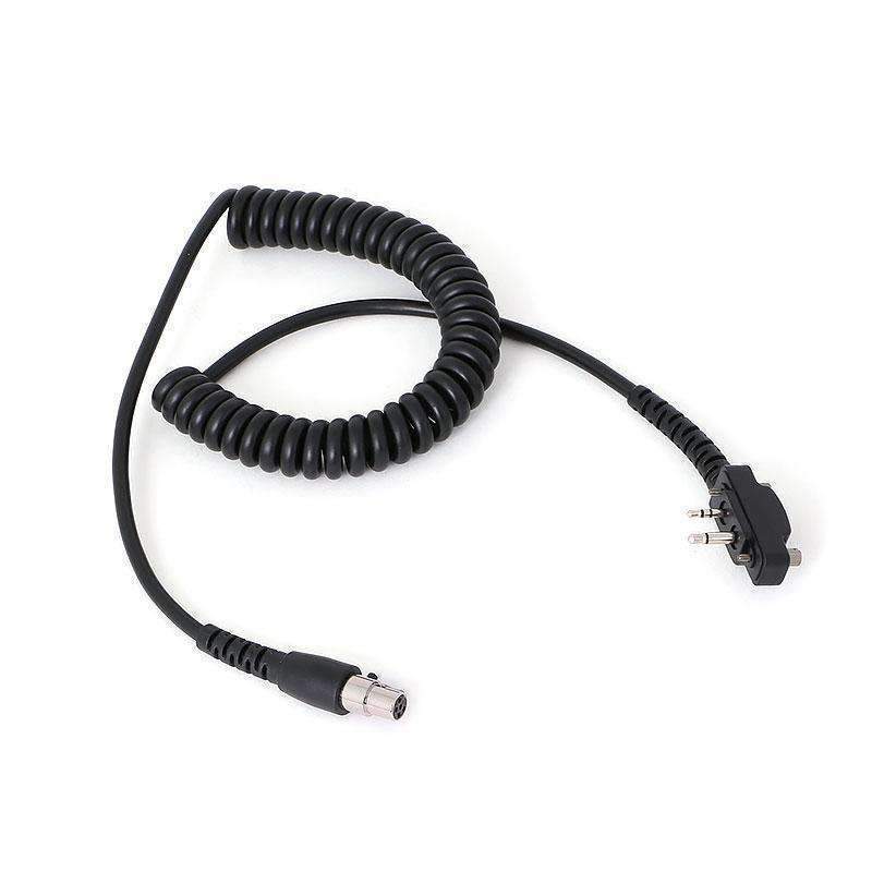 Rugged Radios CC-ICOM-B - Headset Cable, Bolt-On, 2 Pin, Spiral Cord, Rugged Headset, ICOM Handheld Radio, Each