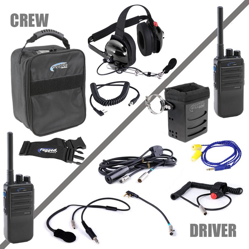 Rugged Radios IMSA-RDH-U - 2-Way Radio, Complete Team, 2 Man, UHF Signal, Bag / Belt / Connectors / Harness / Headset / Switches, Kit