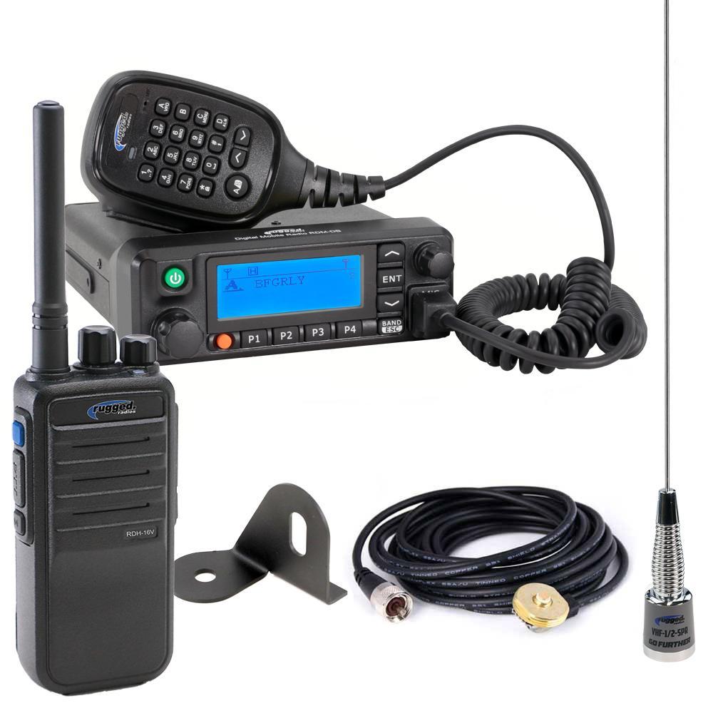 Rugged Radios JEEP-KIT-RDM-U - 2-Way Radio, Jeep Radio Kit, Dash Mount / Hand Held, UHF Signal, Antenna Included, Water / Mud Resistant, Plastic, Black, Each