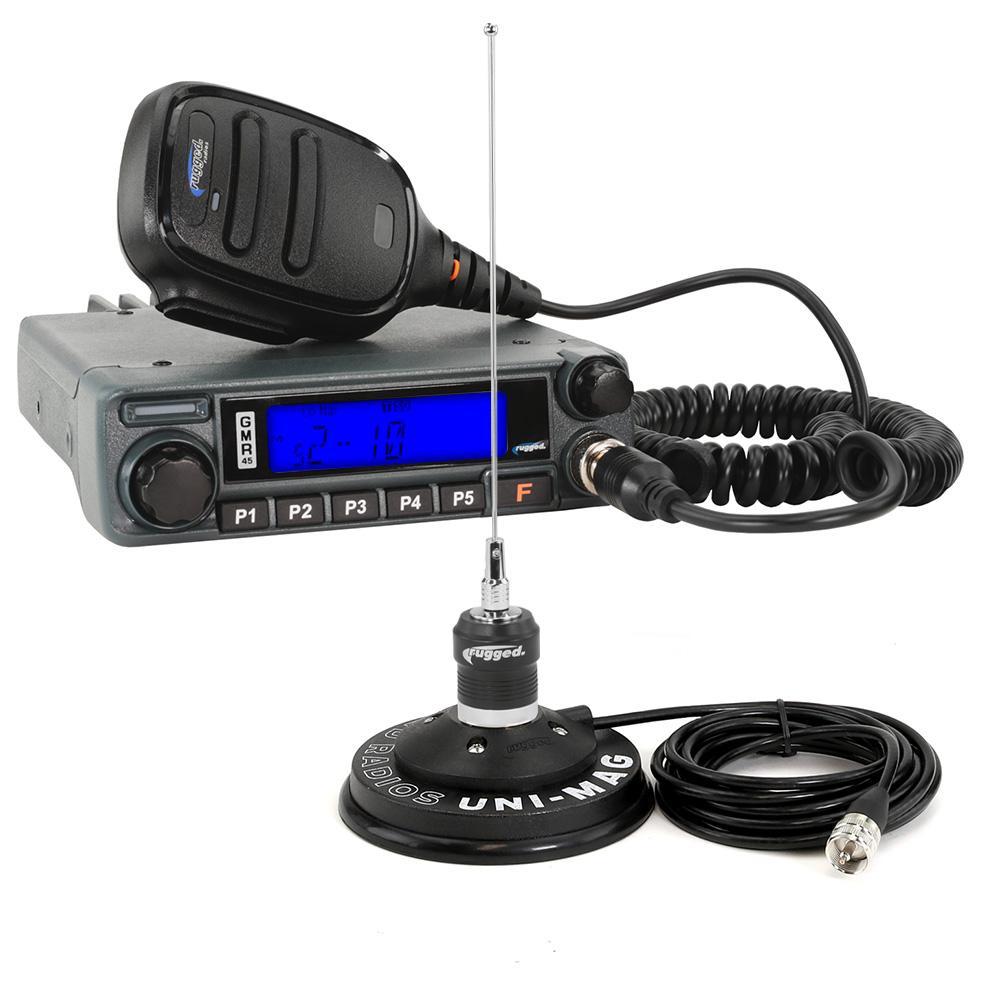 Rugged Radios RK-GMR45 - 2-Way Radio, GMR45, 11 Mile Range, 45 Watt, Waterproof, Antenna / Hand Mic Included, Black, Kit