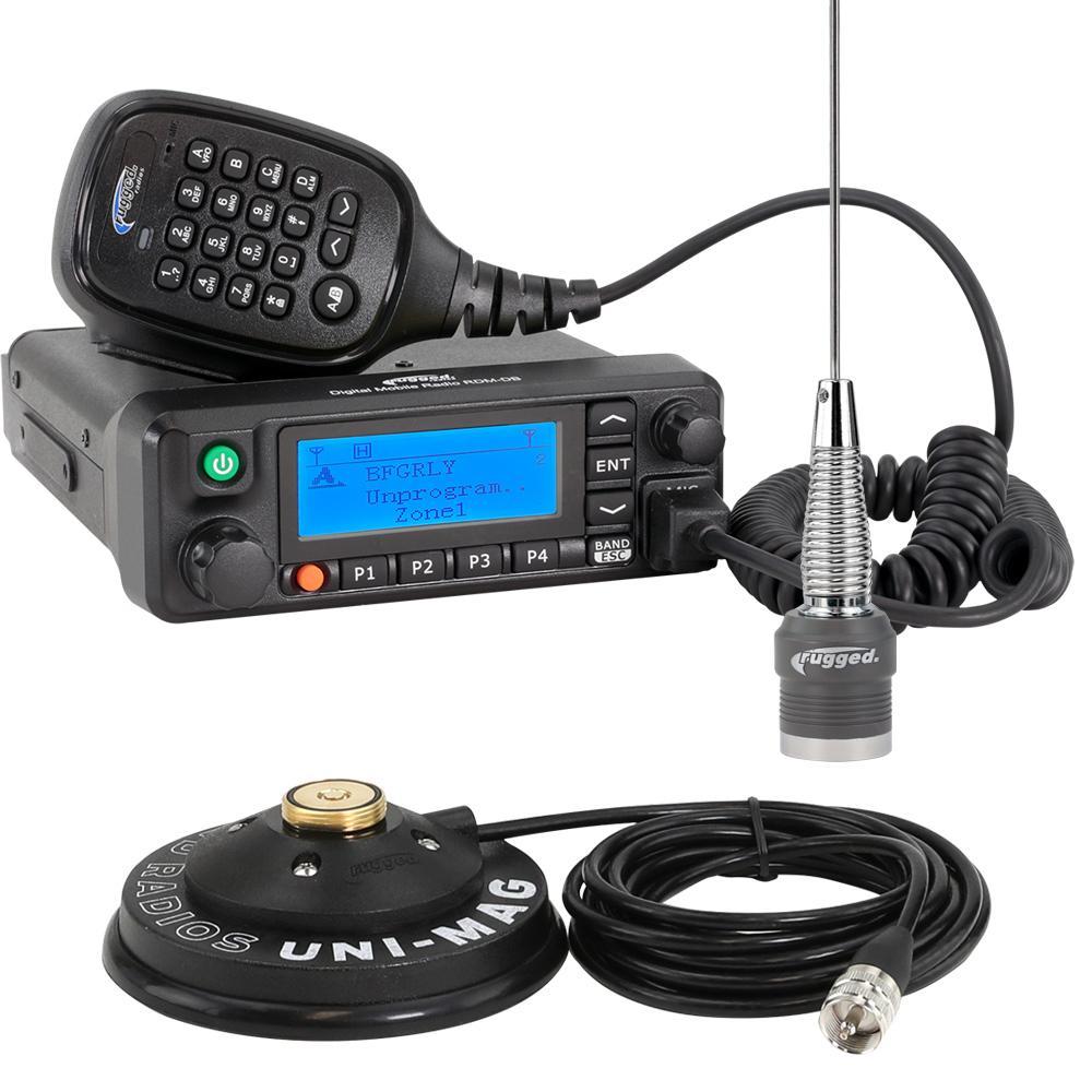 Rugged Radios RK-RDM - 2-Way Radio, RDM-DB, 11 Mile Range, Antenna / Hand Mic Included, Black, Kit