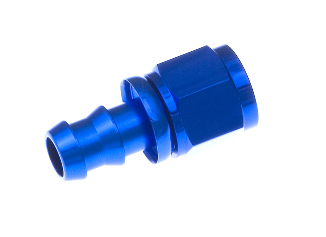 8AN Push Lock Hose End Str Blue