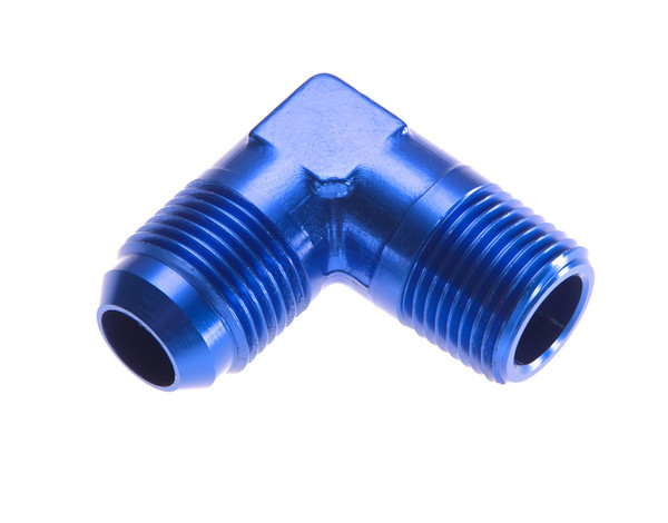 4AN 90Deg Male Adapter to 3/8in NPT Male Blue