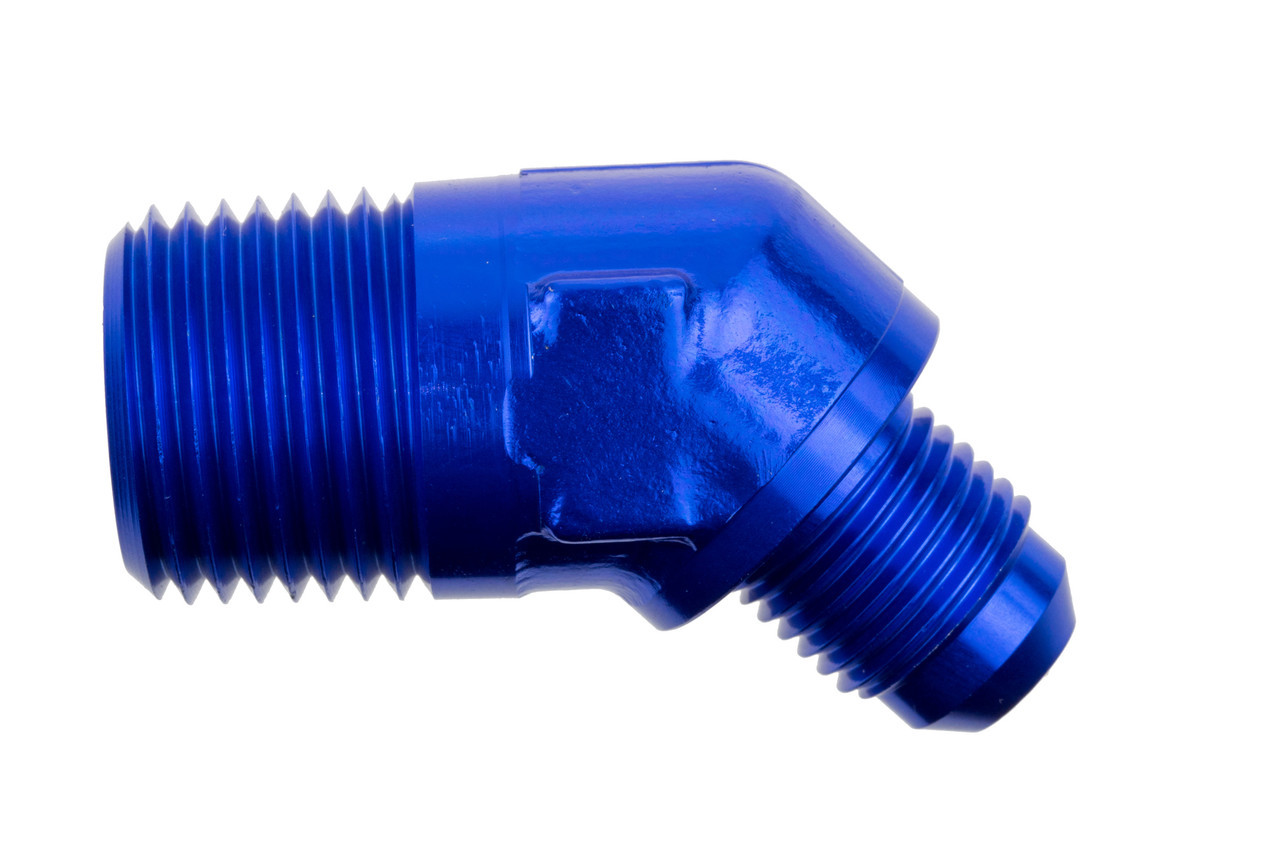 6AN 45Deg Male Adapter to 1/8in NPT Male Blue