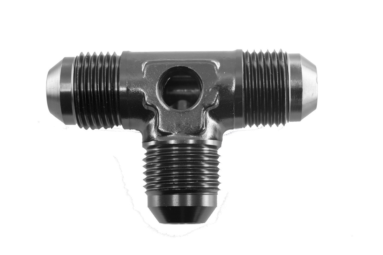 6an Male Tee w/1/8npt Port Black