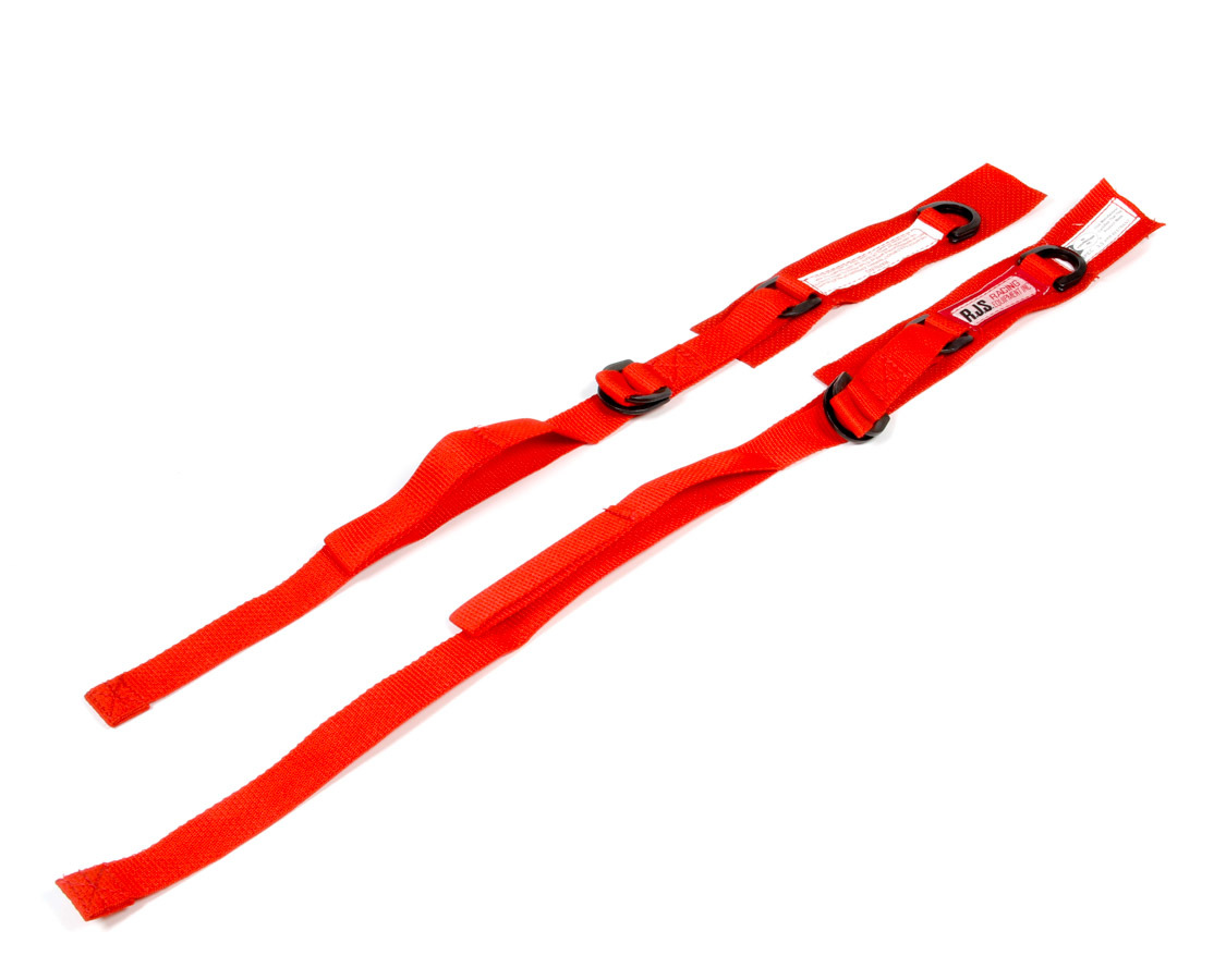 RJS Safety 11000304 Arm Restraint Harness, SFI 3.3, Individual Straps, 1 in D-Ring, Red, Pair