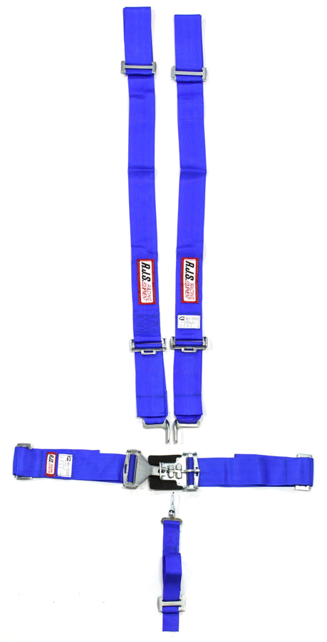 RJS Safety 1130403 - Harness, 5 Point, Latch and Link, SFI 16.1, 64 in Length, Pull Down Adjust, Complete Wrap Around, Individual Harness, Blue, Kit