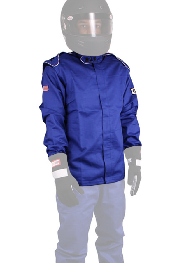RJS Safety 200400303 Driving Jacket, Elite Series, SFI 3.2A/1, Single Layer, Fire Retardant Cotton, Blue, Small, Each