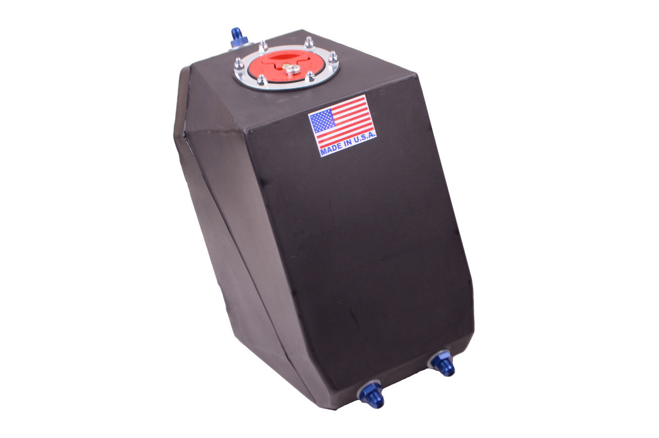 Fuel Cell - Classic Drag Race - 4 gal - 9.125 in Wide x 9.125 in Deep - 16.125 in Tall - Two 8 AN Male Outlets - 6 AN Male Vent - Alcohol Foam - Plastic - Black - Each