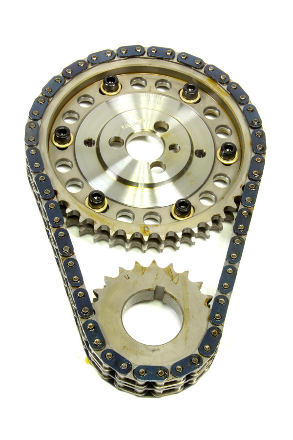 Rollmaster Romac CS1230 - Timing Chain Set, Gold Series, Double Roller, Keyway Adjustable, Needle Bearing, Billet Steel, Small Block Chevy, Kit