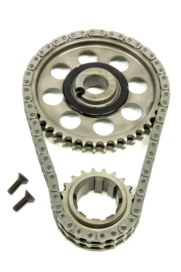 Rollmaster Romac CS3031-LB5 - Timing Chain Set, Gold Series, Double Roller, Keyway Adjustable, 0.005 in Shorter, Needle Bearing, Billet Steel, Small Block Ford, Kit