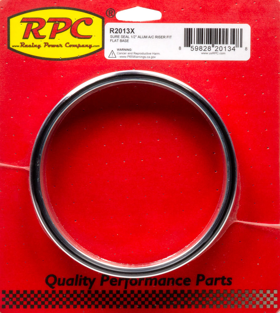 Racing Power Company R2013X Air Cleaner Spacer, Sure Seal, 1/2 in Thick, 5-1/8 in Carb Flange, Aluminum, Natural, Each