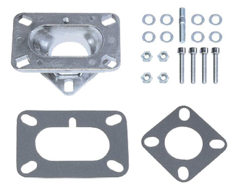 Racing Power Company R2025 Carburetor Adapter, 1-5/8 in Thick, Open, Rochester 2-Barrel to 1 Barrel, Gasket / Hardware, Aluminum, Natural, Each
