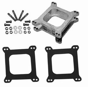 Racing Power Company R2081 Carburetor Spacer, 2 in Thick, Open, Square Bore, Gaskets / Hardware Included, Aluminum, Natural, Each