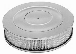 Racing Power Company R2148 Air Cleaner Assembly, 14 in Round, 3 in Element, 5-1/8 in Carb Flange, Raised Base, Steel, Chrome, Kit