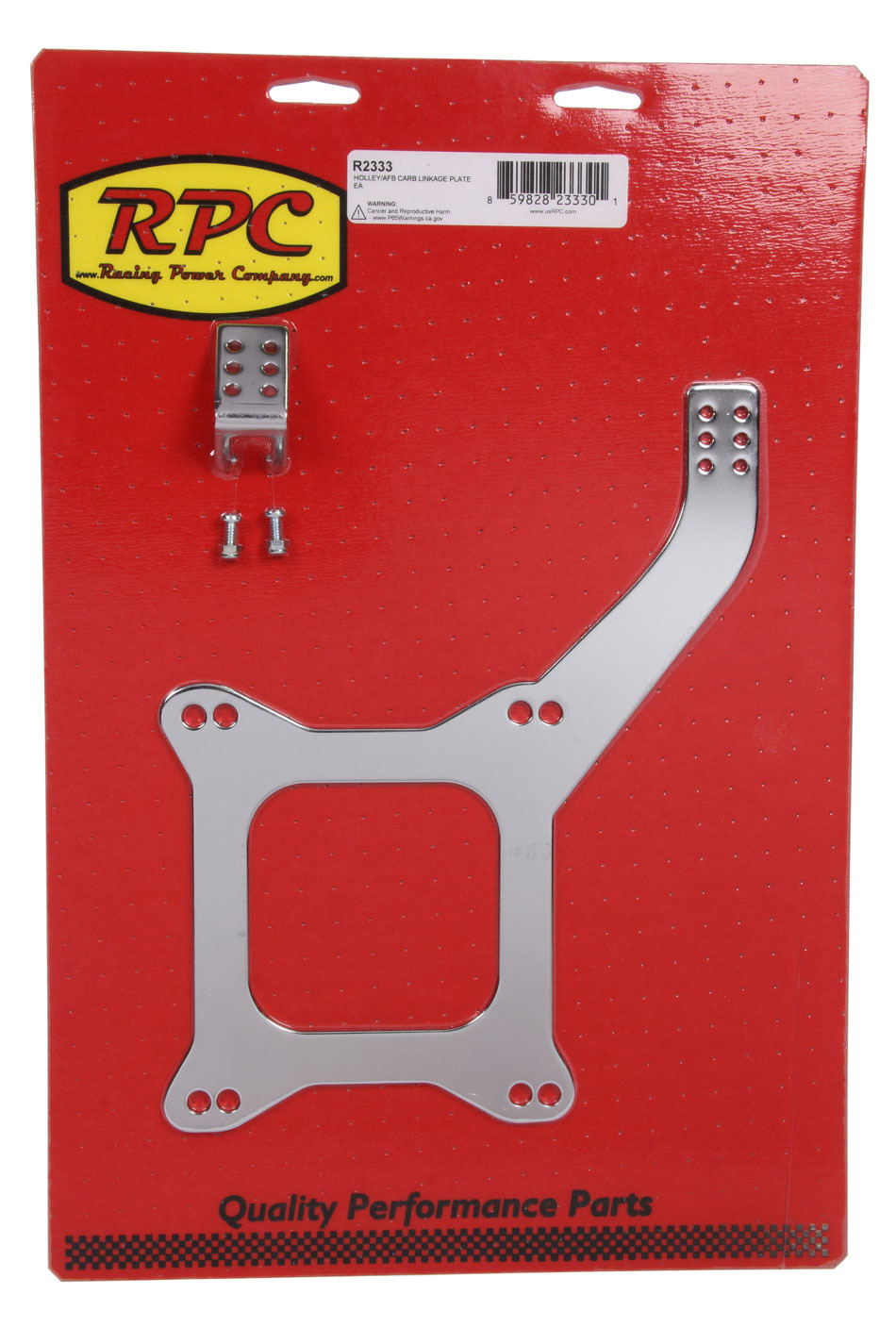 Racing Power Company R2333 Throttle Cable Bracket, 4 Hole Under Carb Mount, Steel, Chrome, Square Bore, Kit
