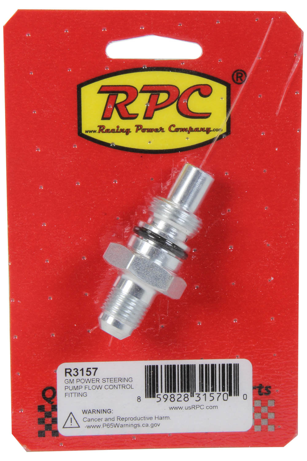 Racing Power Company R3157 Flow Control Valve, Power Steering, 2 gpm Flow, Steel, Natural, GM Style Pump, Each