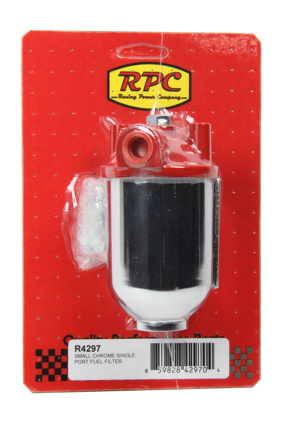 RACING POWER CO-PACKAGED — RACING POWER CO-PACKAGED Small Chrome Single Por t Fuel Filter