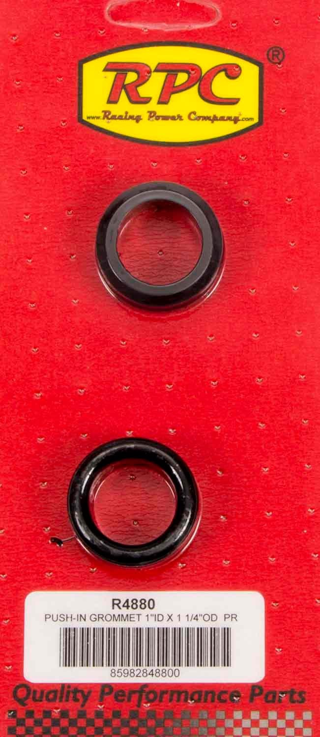 Racing Power Company R4880 Breather Grommet, 1 in ID, 1.250 in OD, Rubber, Black, Pair