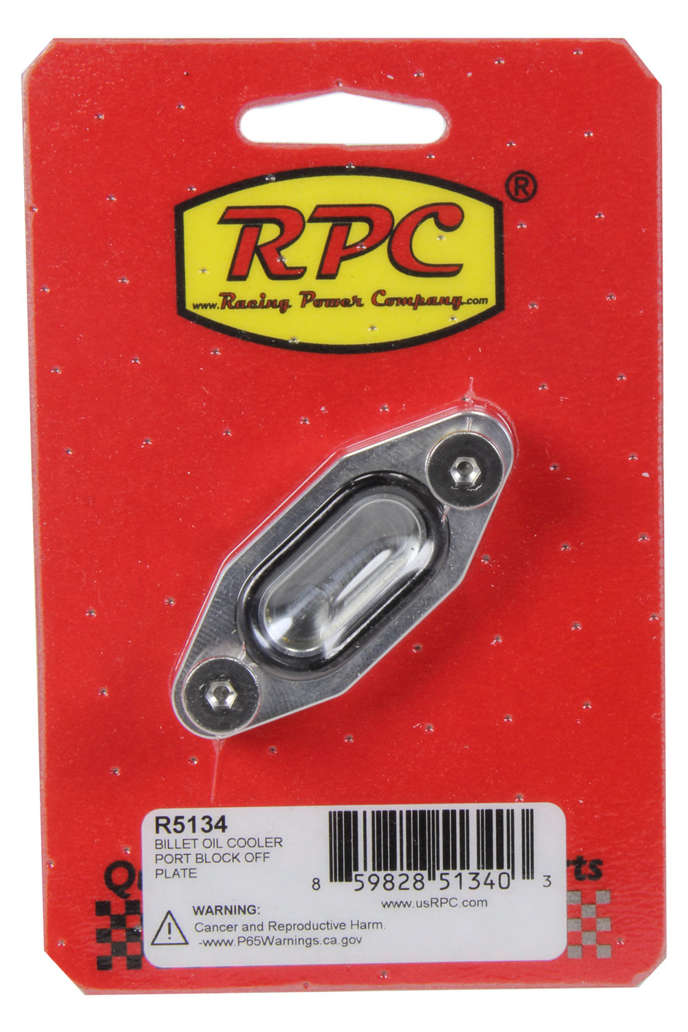 Racing Power Company R5134 Oil Cooler Block Off Plate, 1/2 in Thick, Hardware / O-Ring, Aluminum, Natural, GM LS-Series, Each