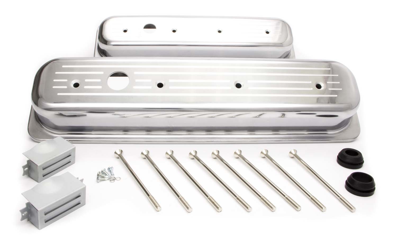 SBC Alum Short Center Bolt V/C Milled Polished