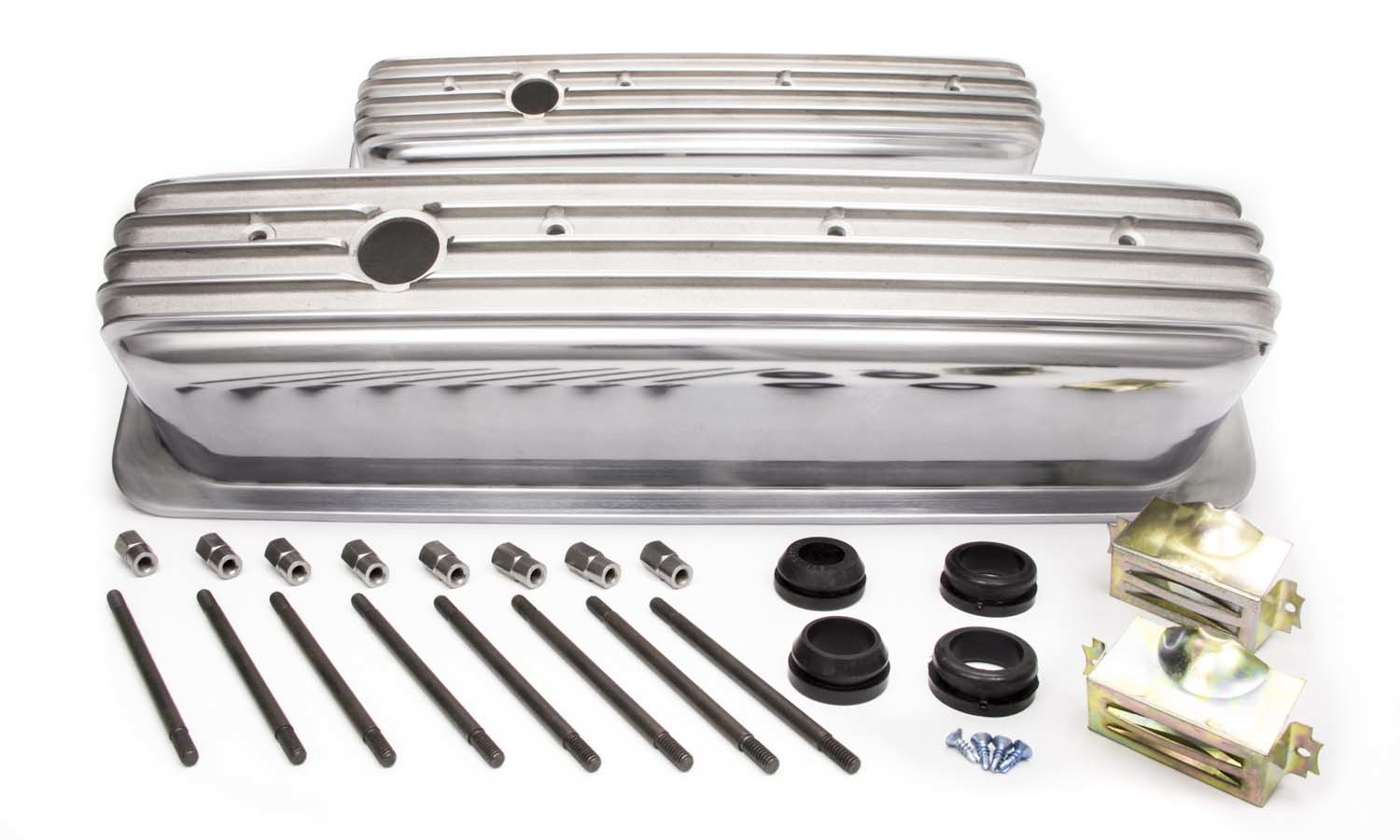 RACING POWER CO-PACKAGED — RACING POWER CO-PACKAGED SBC Alum Finned Tall Center Bolt V/C Polished