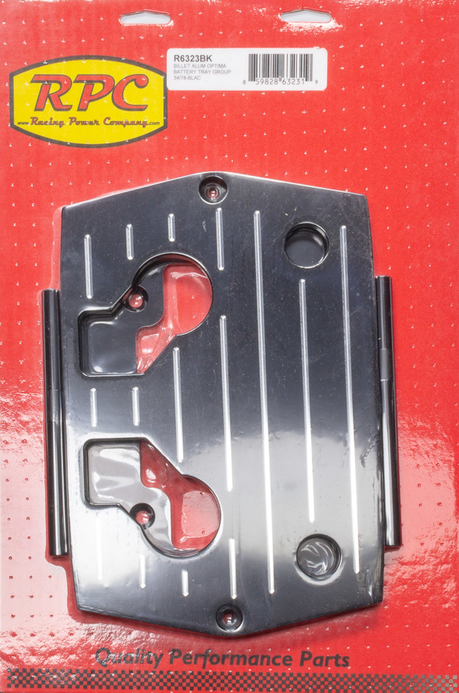 RACING POWER CO-PACKAGED — RACING POWER CO-PACKAGED Optima Alum Ball Milled Battery Tray Black