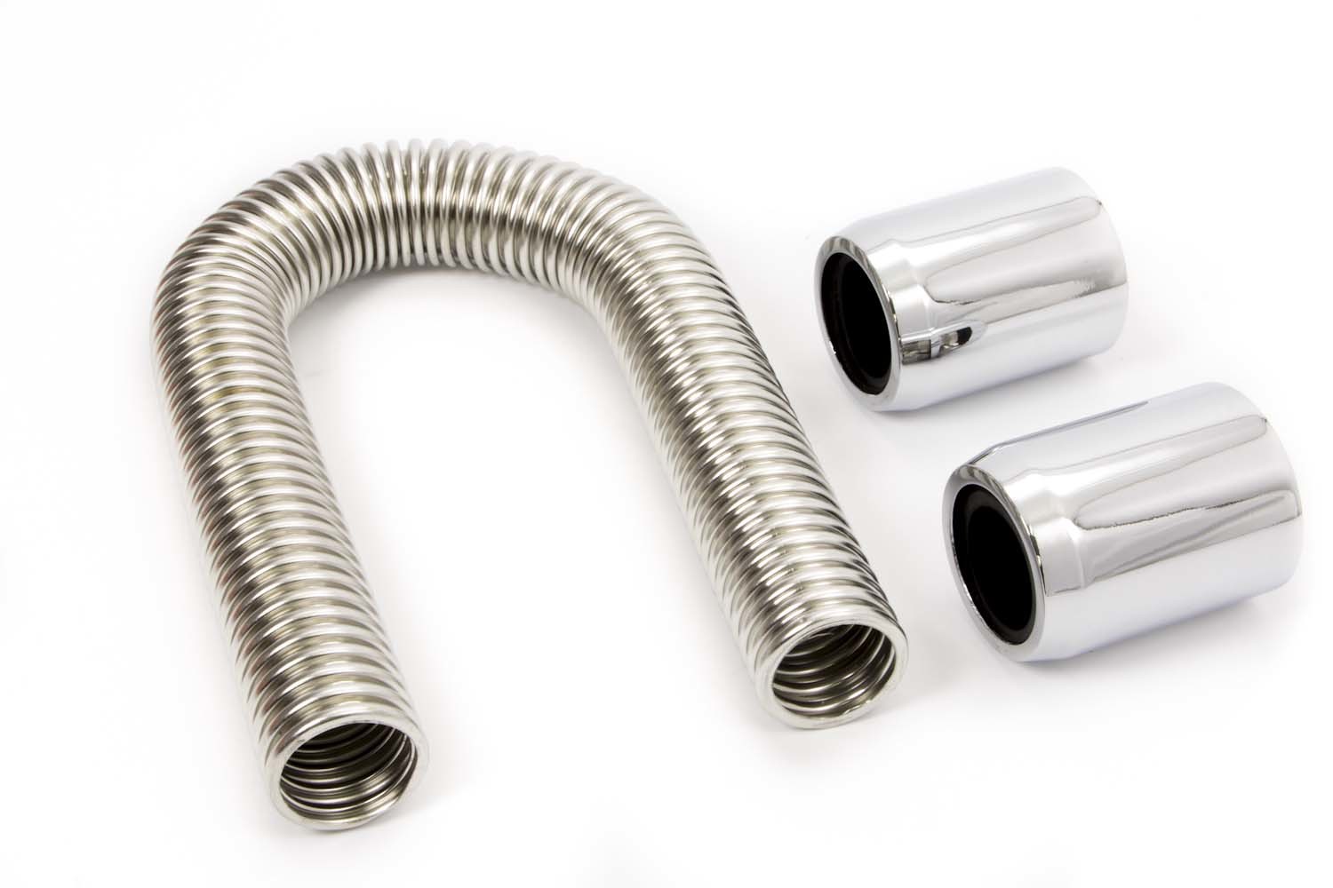 Racing Power Company R7302 Radiator Hose Kit, 12 in Long, Chrome End Caps, Stainless, Polished, Kit