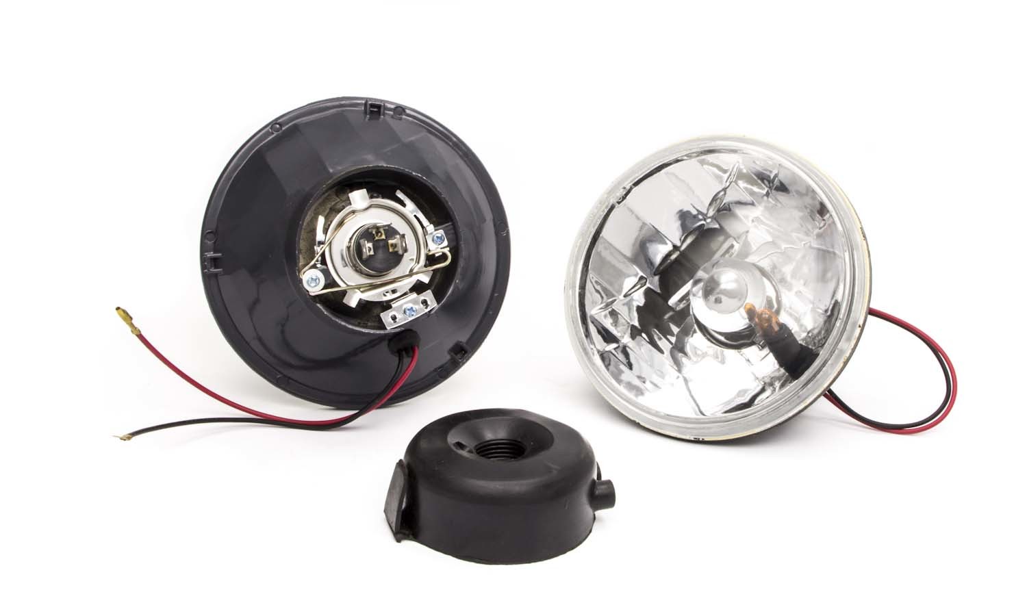 Racing Power Company R7400 - Headlight, 5-3/4 in OD, H4 Bulb, Amber Turn Signal Bulb, Glass / Plastic, Universal, Pair