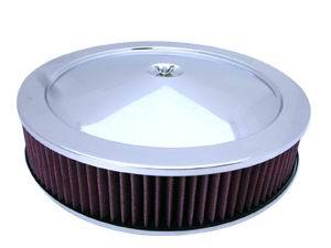 Racing Power Company R8021 Air Cleaner Assembly, 14 in Round, 3 in Tall, 5-1/8 in Carb Flange, Drop Base, Steel, Chrome, Kit