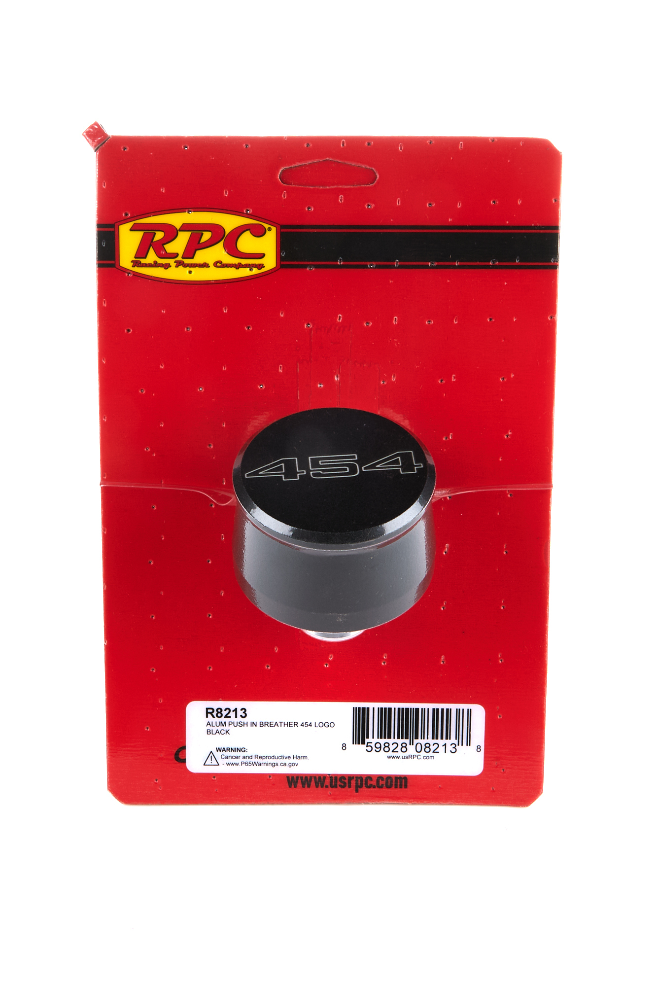 Breather - Push-In - Round - 1-1/4 in Hole - 454 Script Logo - Aluminum - Black Powder Coat - Each