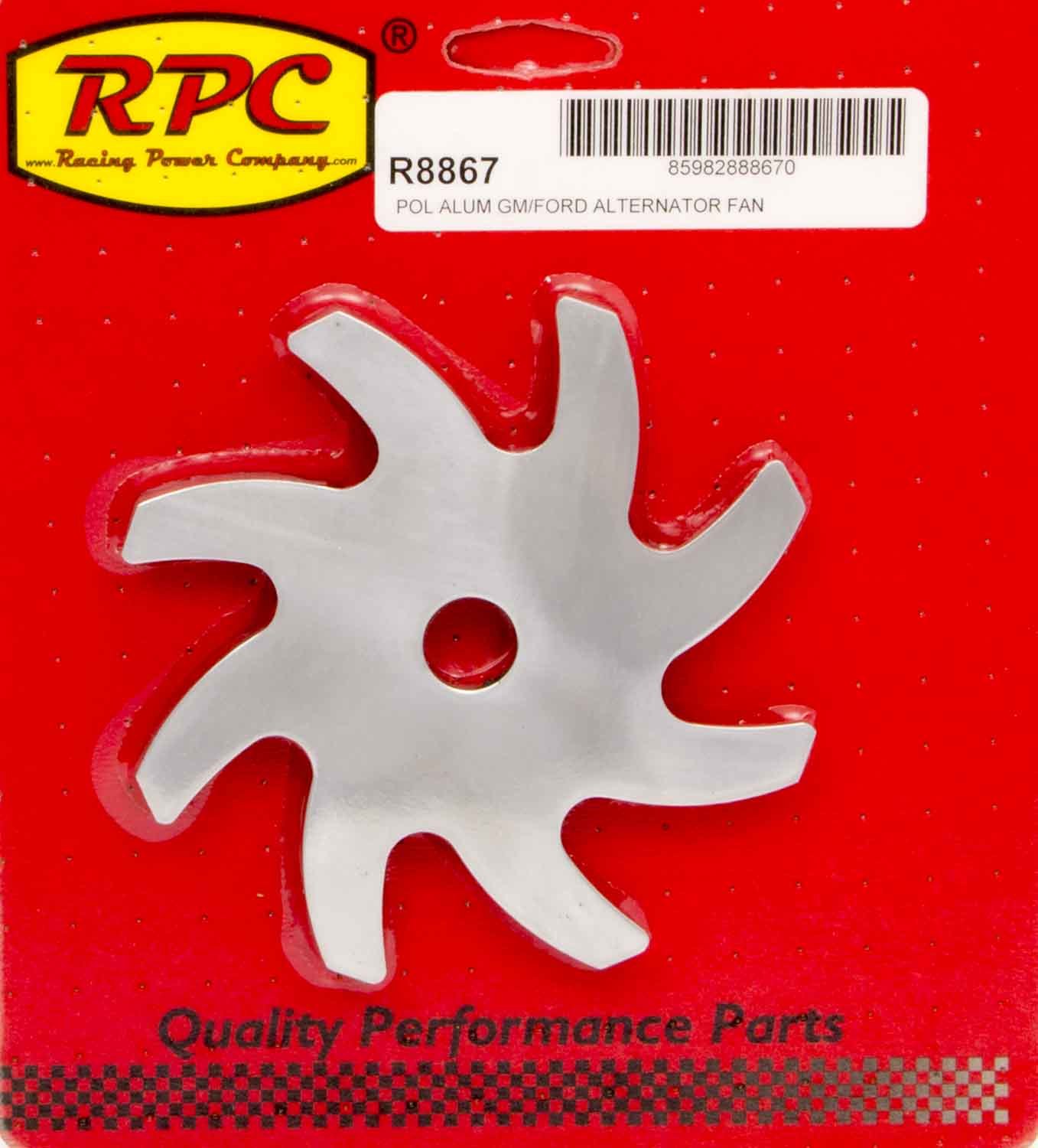 RACING POWER CO-PACKAGED — RACING POWER CO-PACKAGED Alternator Pulley Fan Polished Aluminum