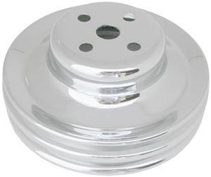 Racing Power Company R8975 Water Pump Pulley, V-Belt, 2 Groove, 5.880 in Diameter, Aluminum, Chrome, Small Block Ford, Each